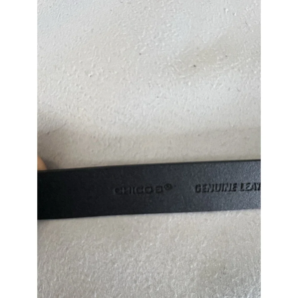 Chico's Womens Black M/L Adjustable Gold Tone Claw‎ Buckle Leather Belt